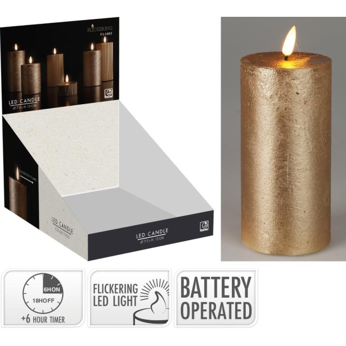 CANDELA LED 7X15CM ORO TIMER